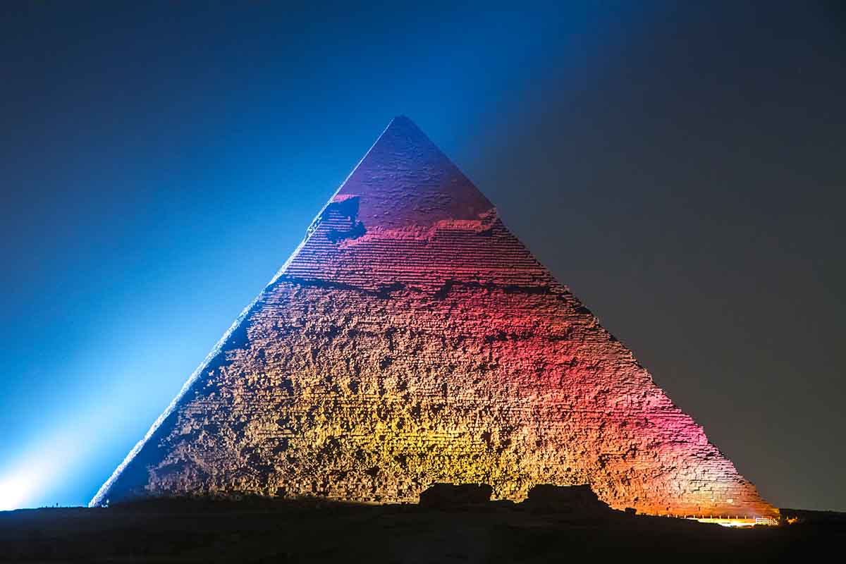 Light and sound show at the pyramids of Giza