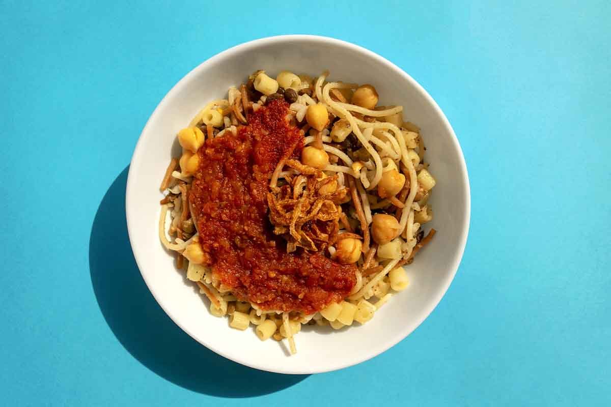 Prato egípcio Kushari